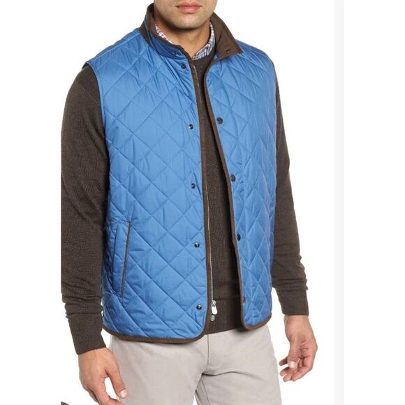 Peter Millar Crown Mens Size XL Full Zip Essex Quilted Puffer Vest Brown